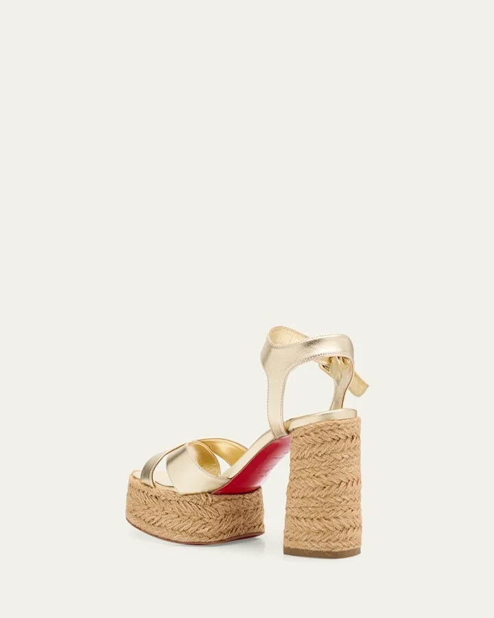 Metallic Crisscross Red Sole Platform Sandals - Image 2