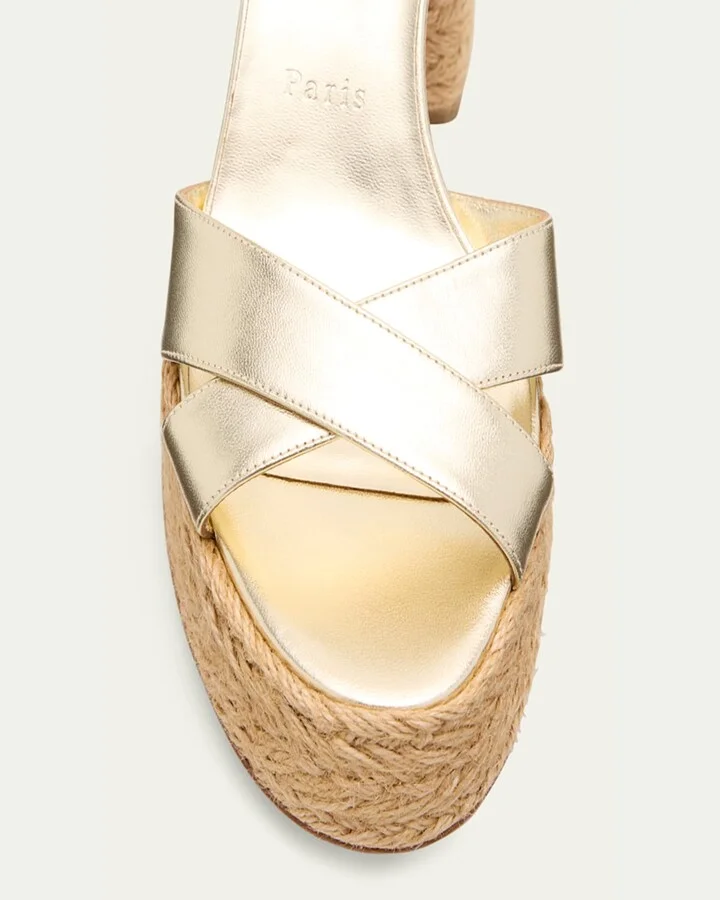 Metallic Crisscross Red Sole Platform Sandals - Image 3