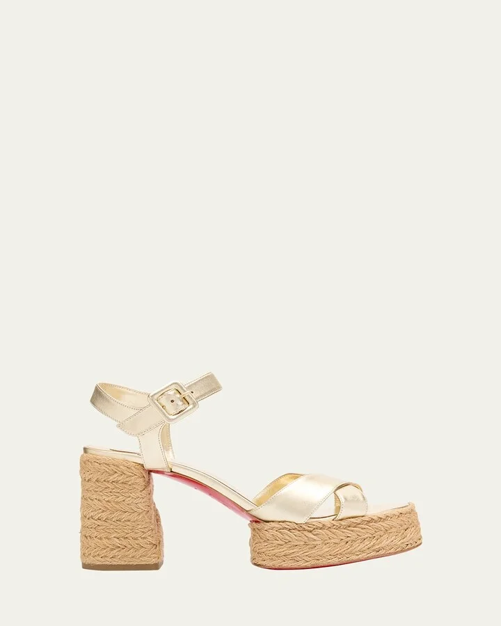 Metallic Crisscross Red Sole Platform Sandals