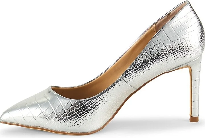 Metallic Croc Embossed Pumps - Image 4