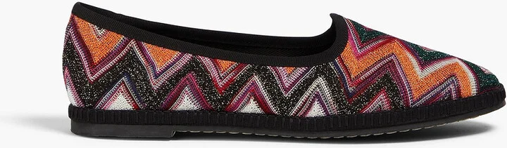 Metallic crochet-knit slippers