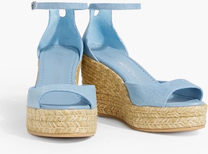 Metallic denim espadrille wedge sandals - Image 2