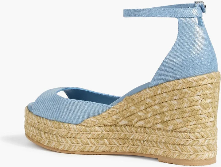 Metallic denim espadrille wedge sandals - Image 3