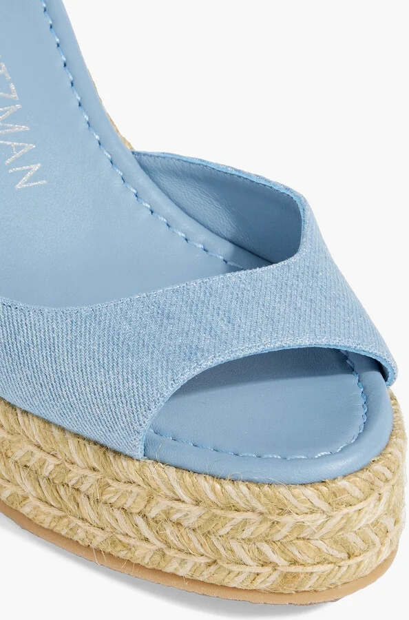 Metallic denim espadrille wedge sandals - Image 4