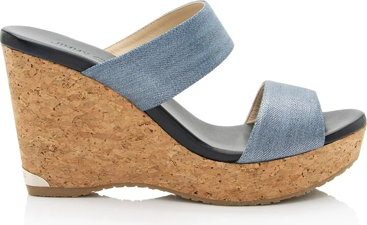 Metallic Denim Parker Wedges