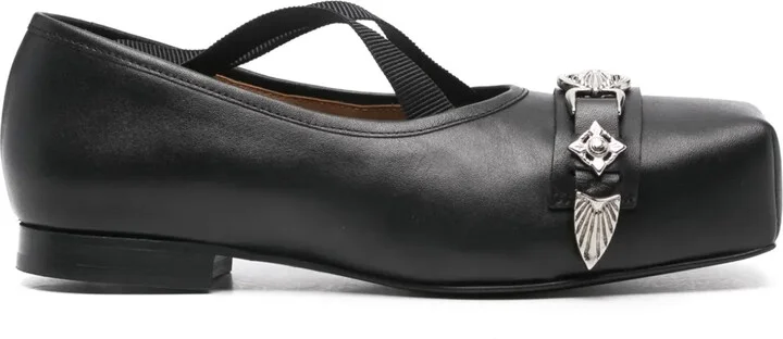 Metallic-Detail Ballet Flats