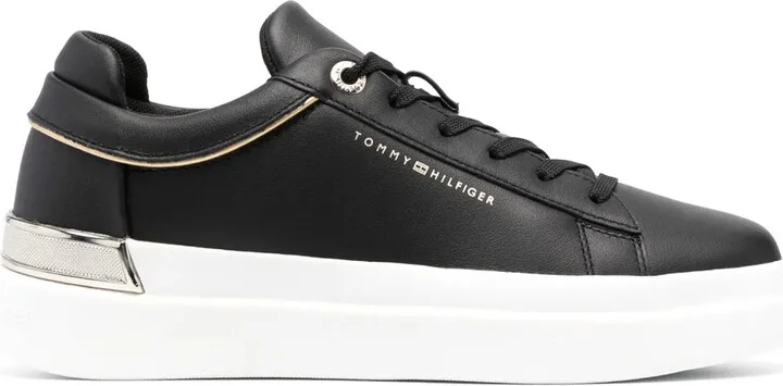 Metallic-Detail Leather Sneakers