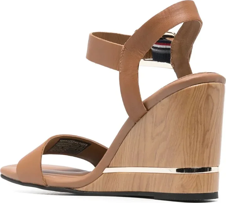 Metallic-Detail Leather Wedge Sandals - Image 3