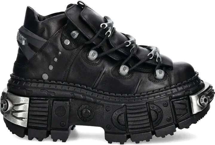 Metallic-Detail Platform Sneakers