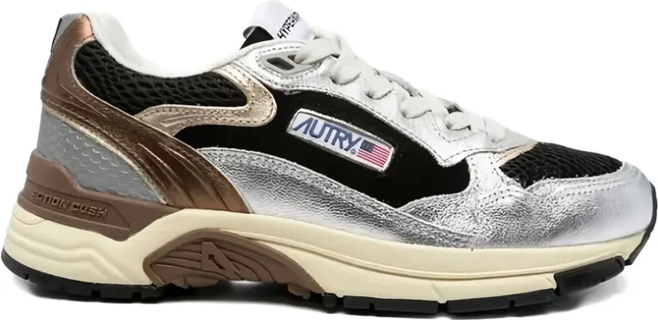 Metallic-Details Leather Sneakers