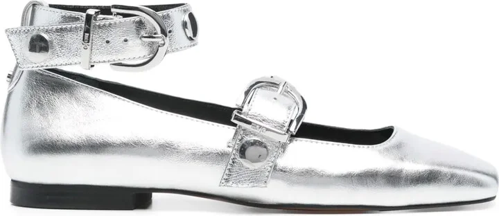 Metallic-Effect Ballet Flats