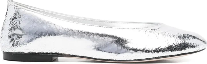 Metallic-Effect Ballet Flats