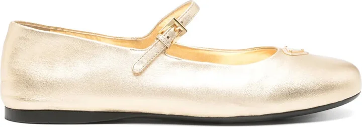 Metallic-Effect Ballet Flats