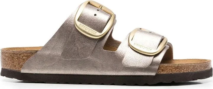 Metallic-Effect Flat Sandals