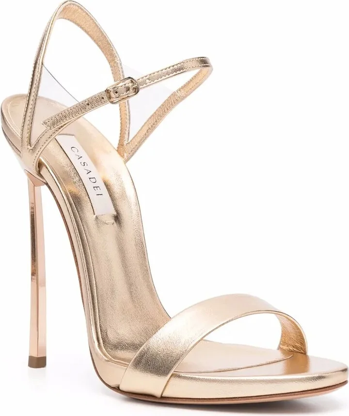 Metallic-Effect Heeled Leather Sandals - Image 2