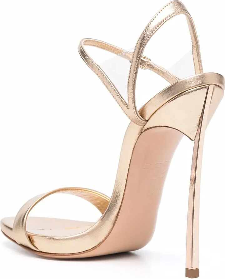 Metallic-Effect Heeled Leather Sandals - Image 3