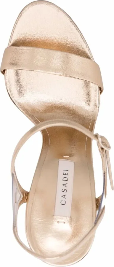 Metallic-Effect Heeled Leather Sandals - Image 4