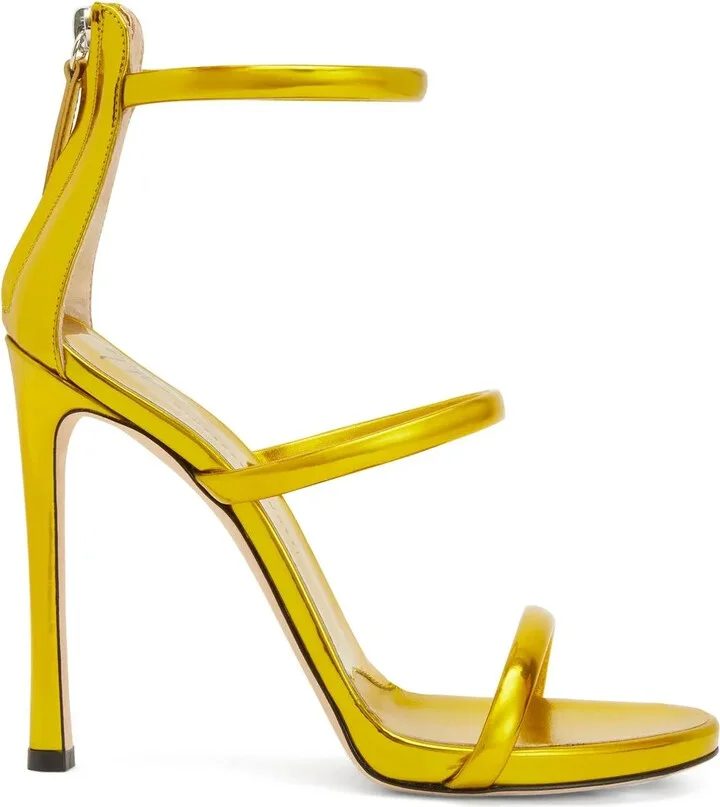 Metallic-Effect High-Heeled Sandals
