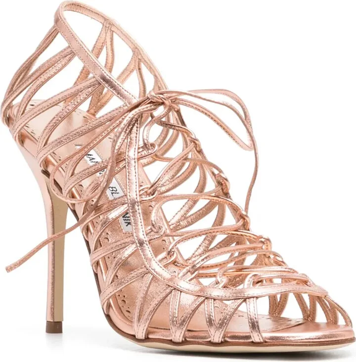 Metallic-Effect Lace-Up Sandals - Image 2