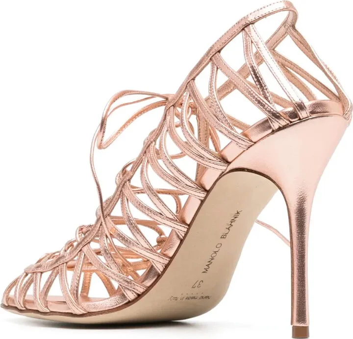 Metallic-Effect Lace-Up Sandals - Image 3