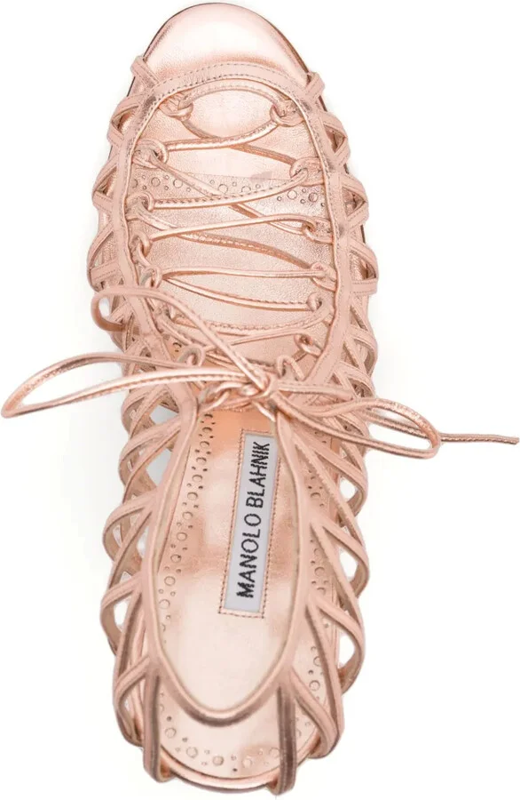 Metallic-Effect Lace-Up Sandals - Image 4