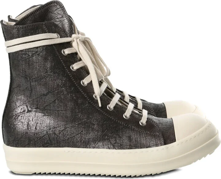 Metallic-Effect Lace-Up Sneakers
