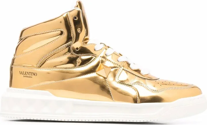 Metallic-Effect Lace-Up Sneakers
