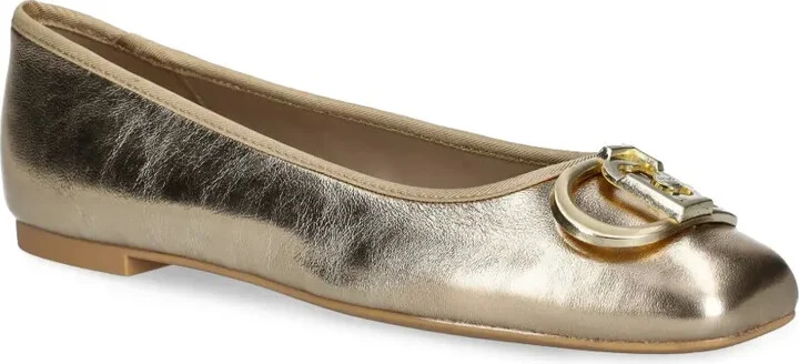 Metallic-Effect Leather Ballerina Shoes - Image 2