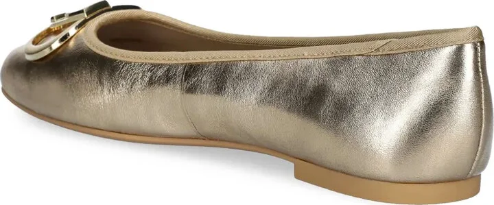 Metallic-Effect Leather Ballerina Shoes - Image 3