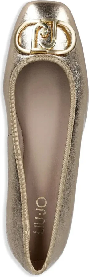 Metallic-Effect Leather Ballerina Shoes - Image 4