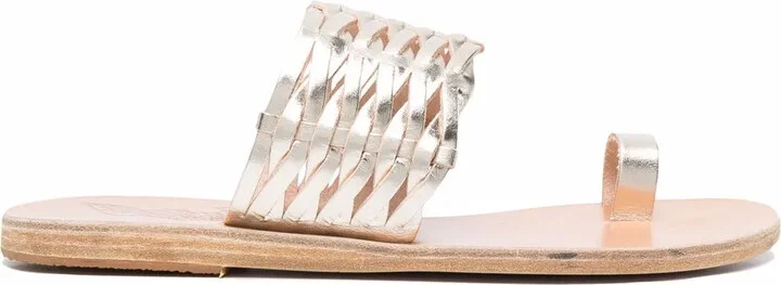 Metallic-Effect Leather Mules