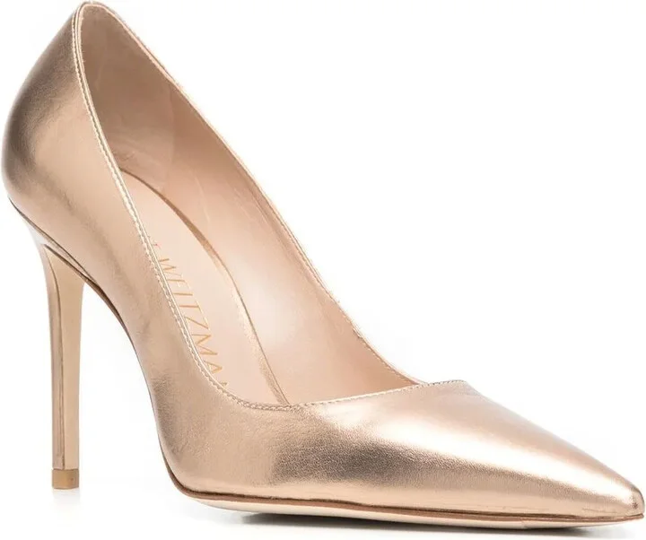 Metallic-Effect Leather Pumps - Image 2