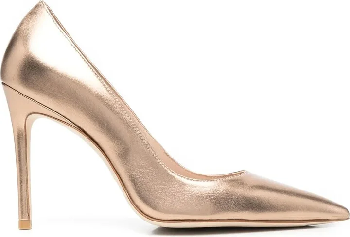 Metallic-Effect Leather Pumps