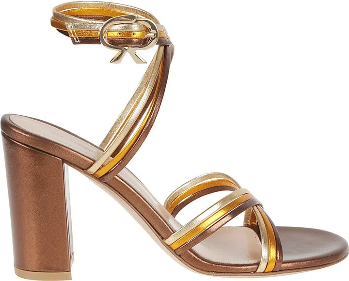 Metallic-Effect Leather Sandal