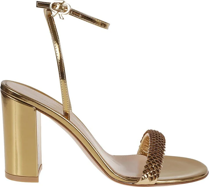 Metallic-Effect Leather Sandal
