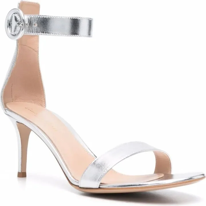 Metallic-Effect Leather Sandals - Image 2