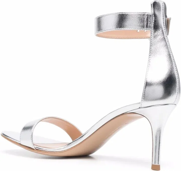 Metallic-Effect Leather Sandals - Image 3
