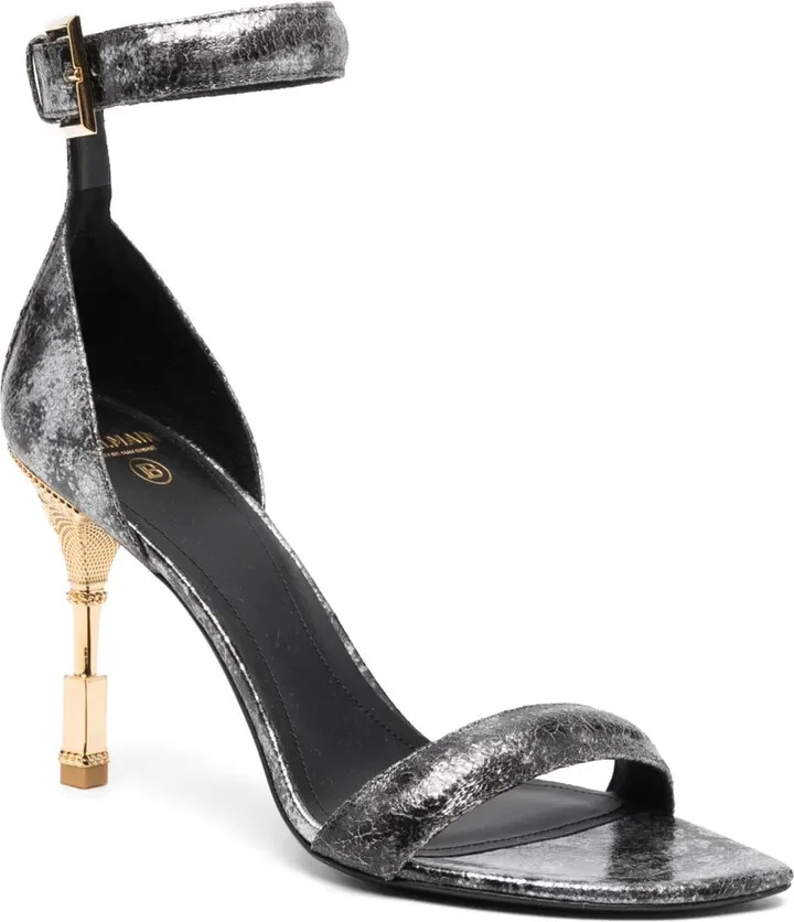 Metallic-Effect Leather Sandals - Image 2