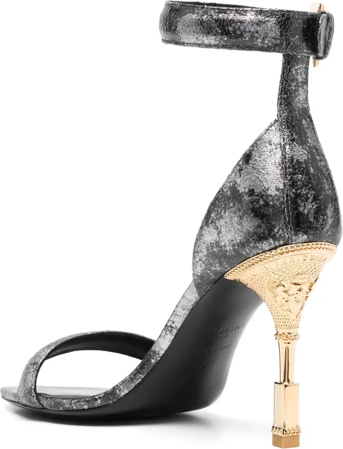 Metallic-Effect Leather Sandals - Image 3
