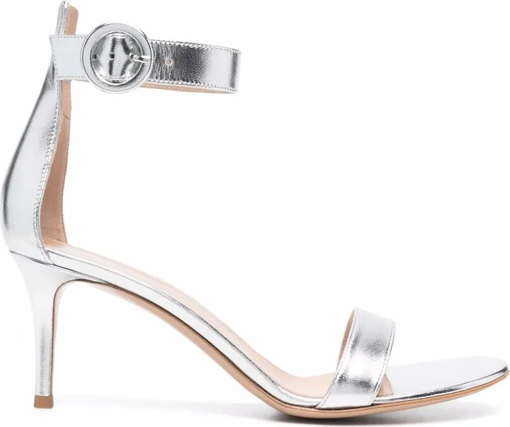 Metallic-Effect Leather Sandals
