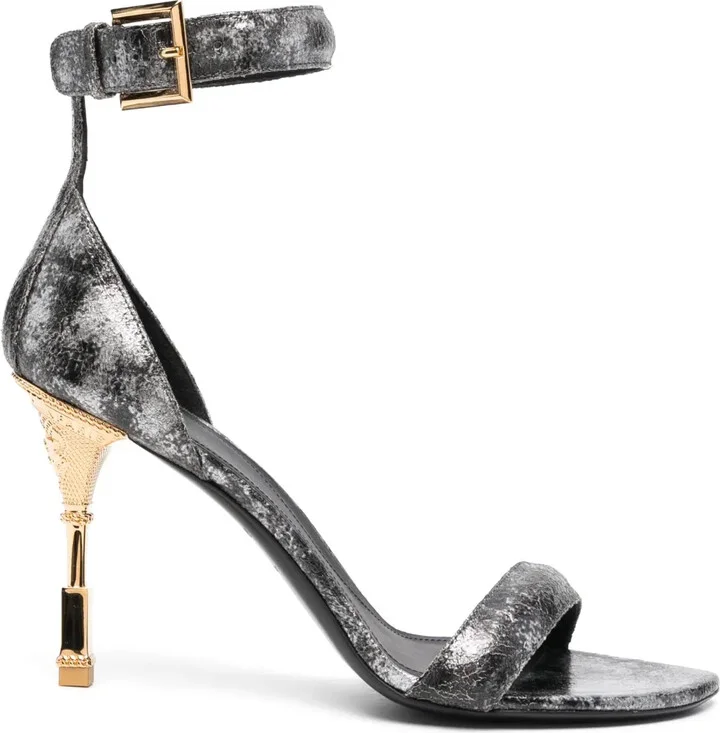 Metallic-Effect Leather Sandals