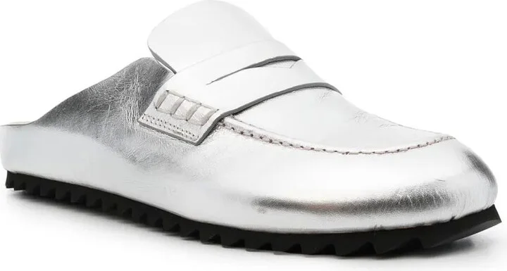 Metallic-Effect Leather Slides - Image 2