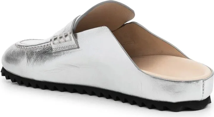 Metallic-Effect Leather Slides - Image 3