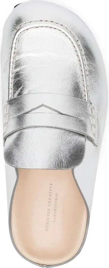 Metallic-Effect Leather Slides - Image 4