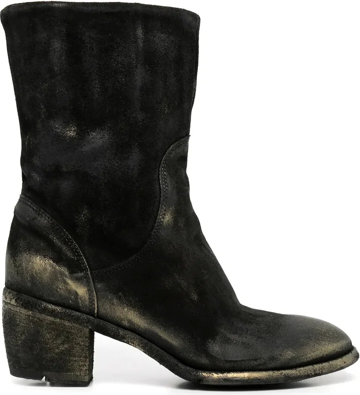 Metallic-Effect Mid-Calf Boots