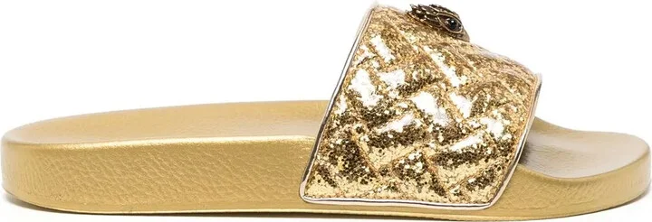 Metallic-Effect Open-Toe Slides