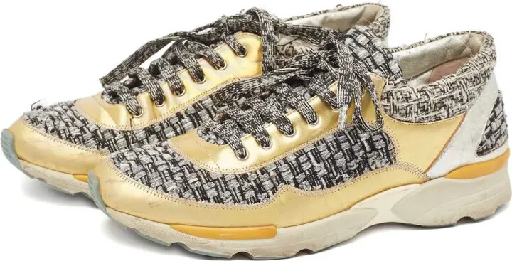 Metallic-Effect Tweed Sneakers - Image 2