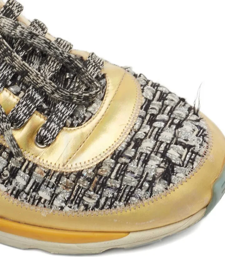 Metallic-Effect Tweed Sneakers - Image 5