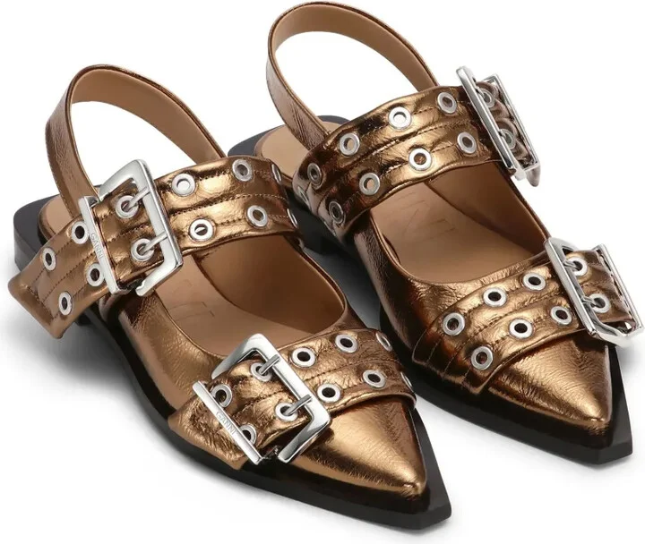 Metallic Feminine Ballerina Shoes - Image 2