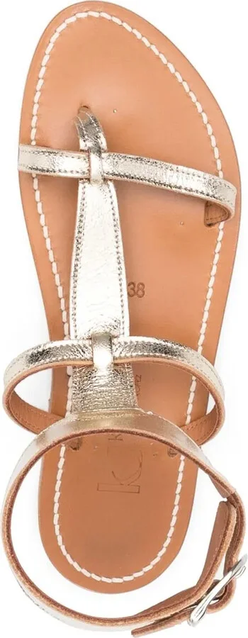 Metallic Finish Ankle-Fastening Sandals - Image 4